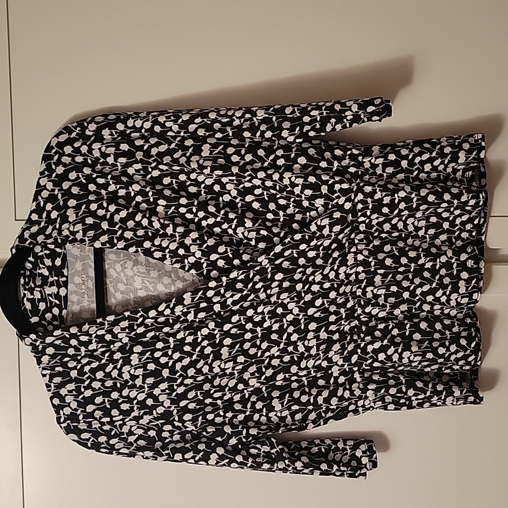Talbots women's top, black & white, size Med Petite cotton & modal, machine wash